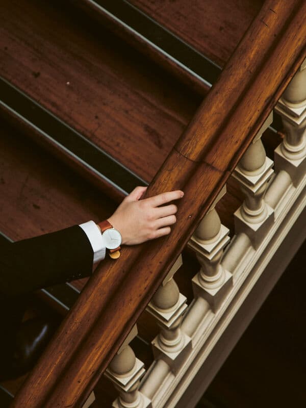 Business professional on staircase