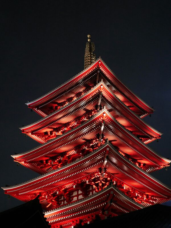 Japanese pagoda at night